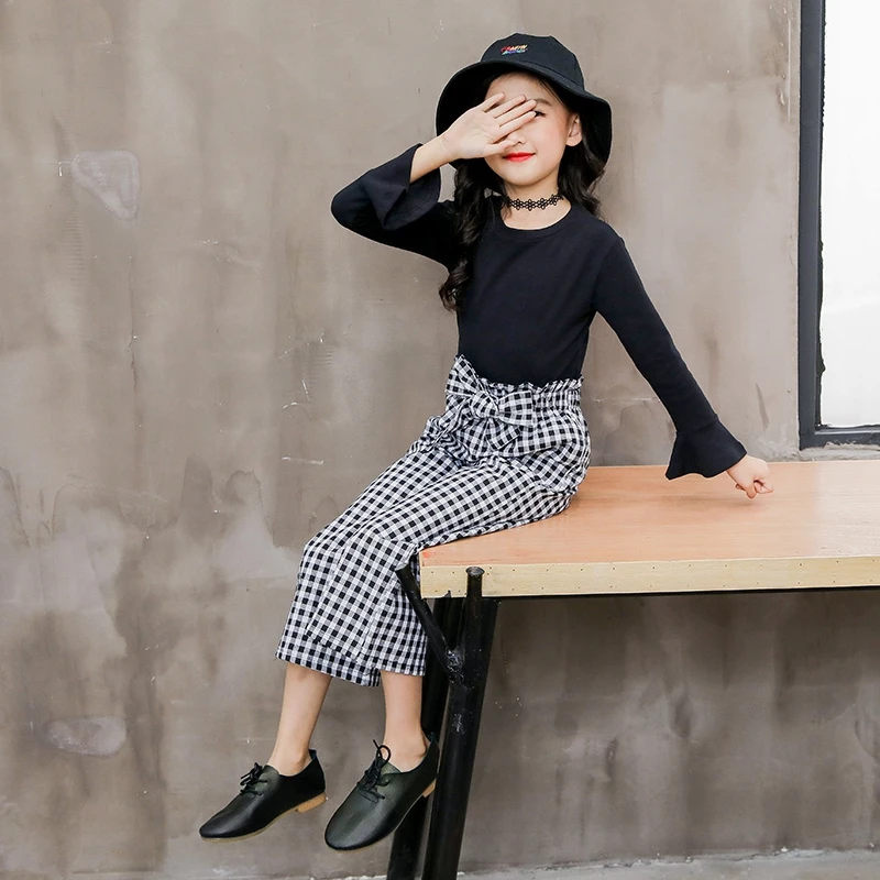 Осенние детские комплекты одежды для девочек 2020 футболки с длинными рукавами +