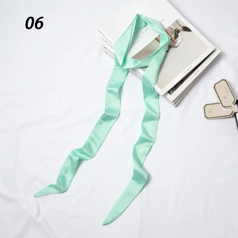 Sparsil весенний однотонный узкий длинный шарф для женщин, новые мягкие шарфы 200 см, стильный галстук, ремень на запястье, маленькая лента - Цвет: 06 Light Green