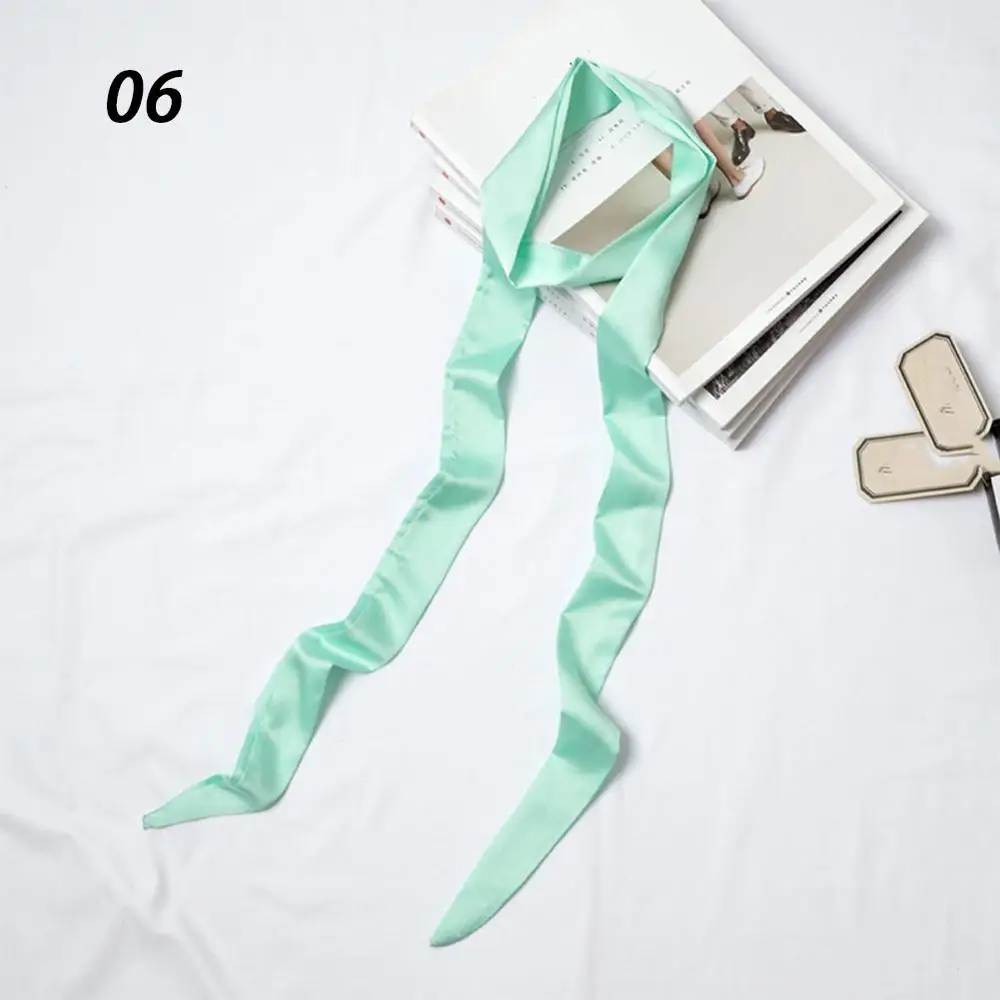 06 Light Green Sparsil весенний однотонный узкий длинный шарф для женщин, новые мягкие шарфы 200 см, стильный галстук, ремень на запястье, маленькая лента - Цвет: 06 Light Green