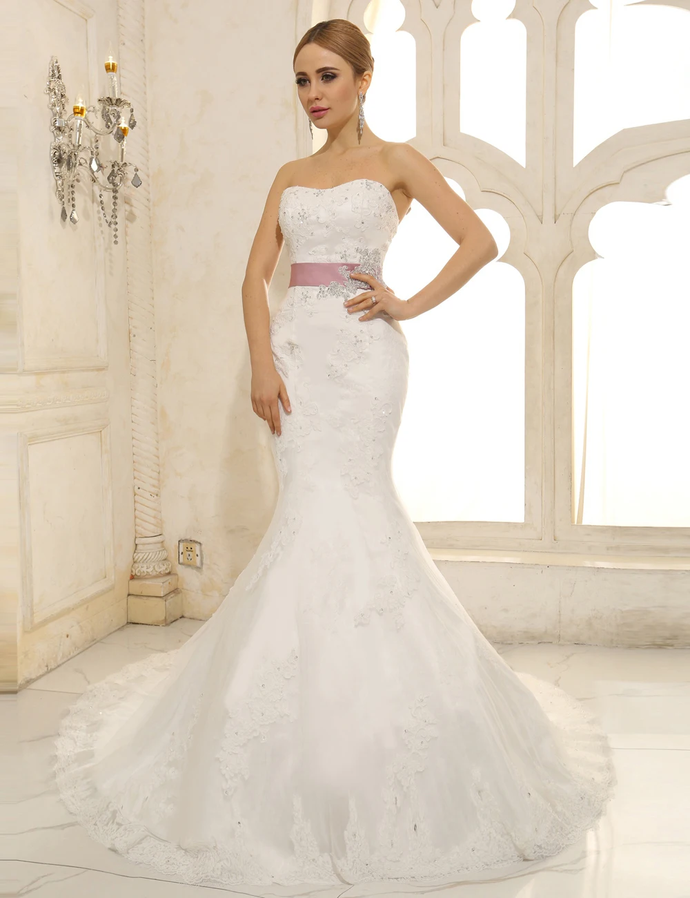 Vestido De Noiva Renda винтажное милое белое кружевное свадебное платье Русалка Свадебные платья с поясом Свадебные платья Casamento