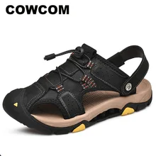 COWCOM/Летняя повседневная мужская обувь; пляжная обувь; модные мужские шлепанцы; сандалии с перекрестной шнуровкой; большие размеры; CLK-5912
