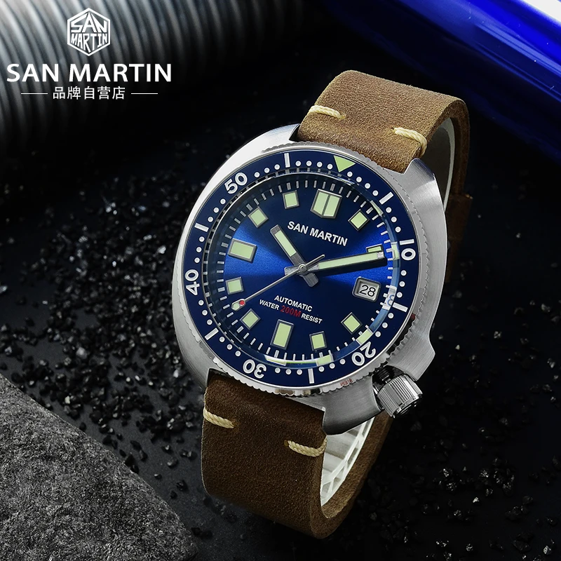 San Martin модные новые часы из нержавеющей стали часы сапфировое стекло 200 м водонепроницаемое сапфировое стекло NH35Casual часы для дайвинга