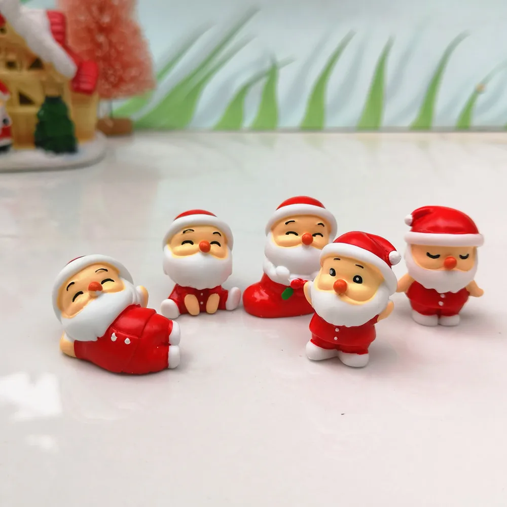Santa Claus Snowman Christmas Figurine Model Bonsai Garden Fairy Decor Glass DIY Accessories Home Decoration Miniature Craft 5pc ornament crafts miniature figurines miniature ornament