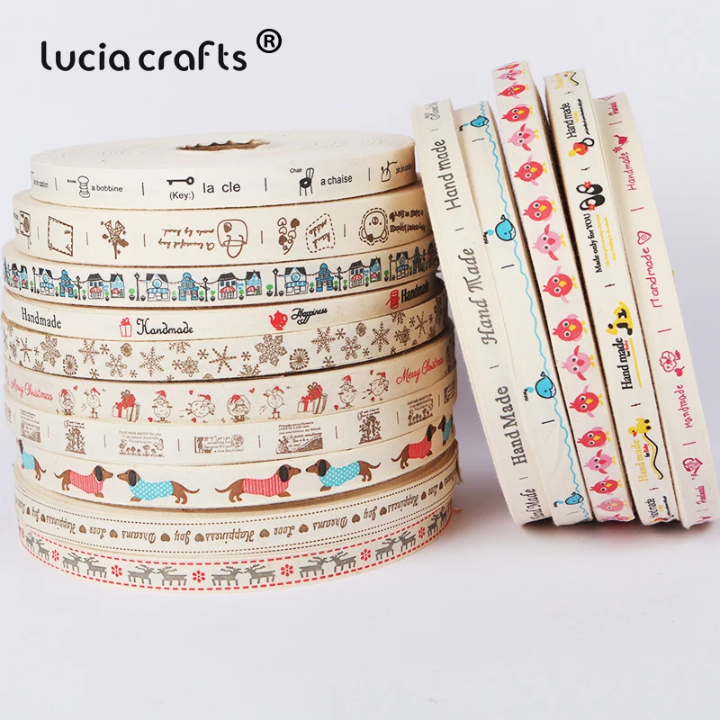 Lucia Crafts 5y/12yard печатные хлопковые ленты с рисунком для подарочной упаковки