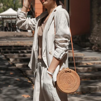 

2020 Round Straw Bags Women Summer Rattan Bag Handmade Woven Beach Cross Body Bag Circle Bohemia Handbag Bali