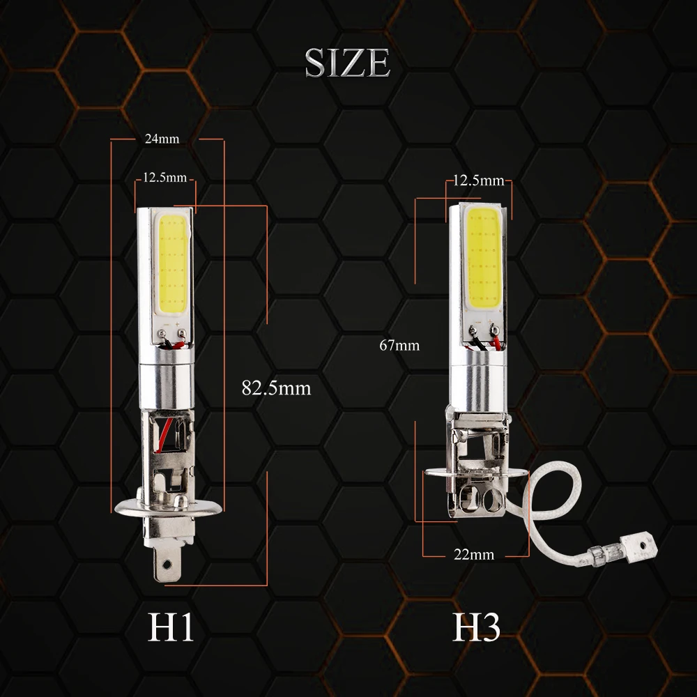 YM E-Bright 2 шт. H1 H3 светодиодные лампы для автомобиля противотуманные лампы высокой мощности COB 24 SMD Автомобильные светодиодные лампы для автомобиля 12 В 24 в белый