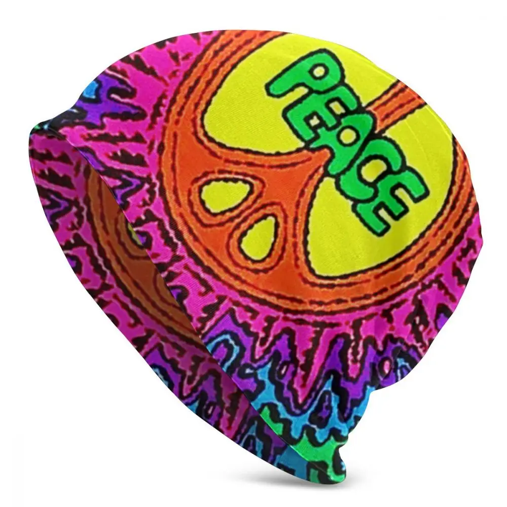Peace Psychedelic Радуга Splatte унисекс для взрослых Повседневная шапочка зимняя теплая вязаная Лыжная шапка с рукавом Skully Beanies