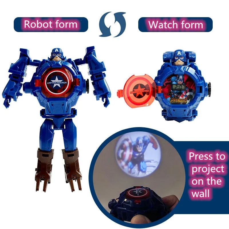 Children's Watch Creative Cartoon Deformation Watch Toy Robot Boy Children Transform Toy Light Projection Girl Watches afbeelding