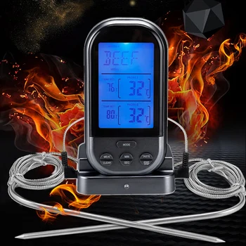 

Wireless Digital Cooking Food Meat Thermometer with Oven Probe for Oven Dual Probes for Kitchen Smoker Grill BBQ Black Promotion