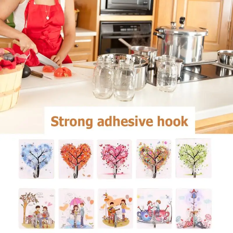 

10pcs Practical Colorful Seamless Wall Hook Multi-purpose Waterproof Practical Kitchen Bathroom Traceless Adhesive Hanger