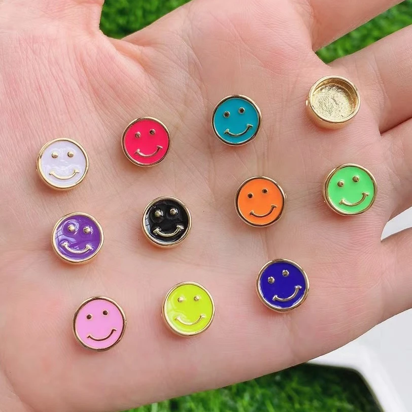 20pcs,colorful Smiley Face Coin Shape Spacer Beads, Happy Face Jewlery