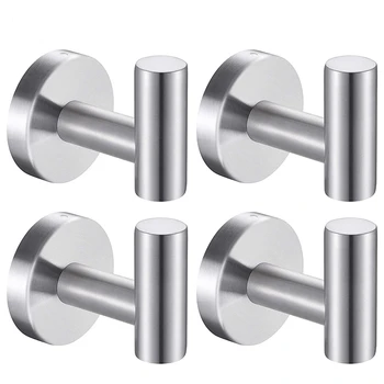 

4 Pcs Bath Towel Hook Gown Hook Wall-Mounted Hook 304 Stainless Steel Clothes Hook Suitable for Bathroom Bedroom Hotel