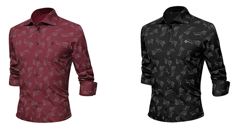 Черная Модная рубашка с принтом Blusa Camisa Social Masculina Dudalina, приталенная рубашка с длинными рукавами, мужская одежда с цветочным принтом, пуловер, белый мужской