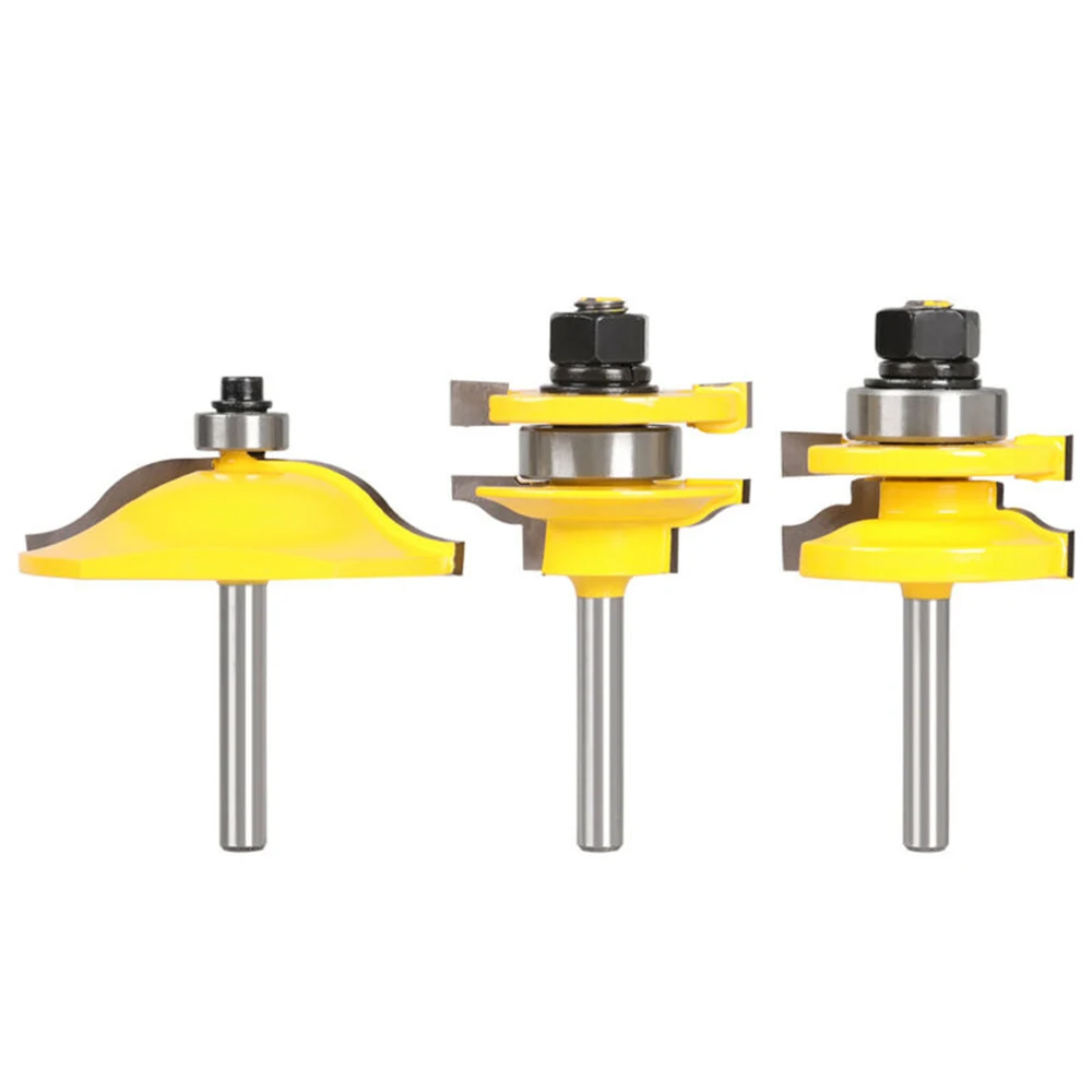 

3pc 1/4in Shank Router Bit Set Ogee Rail Stile Raised Panel Cabinet Door Cutter For Picture Frames New
