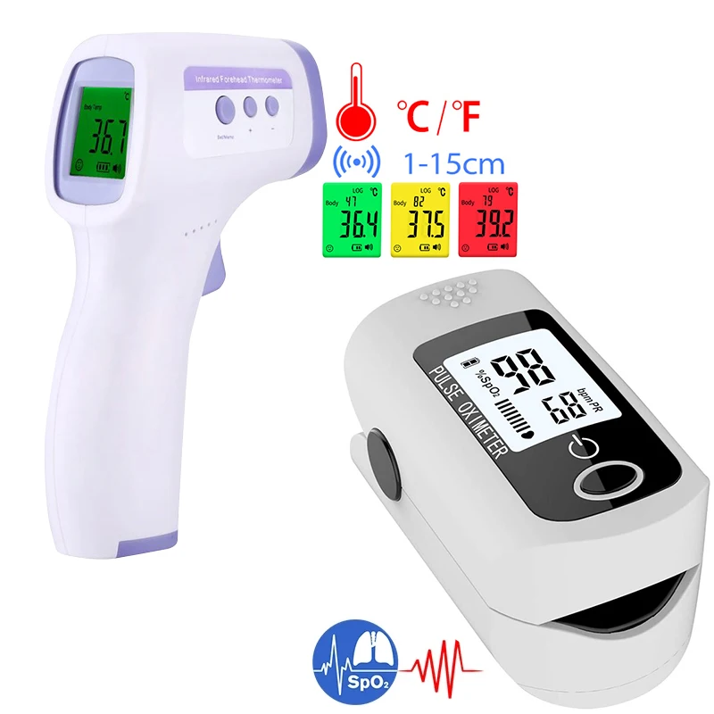 Digital Display Human Body Thermometer Healthy Fingertip Oximeter Three