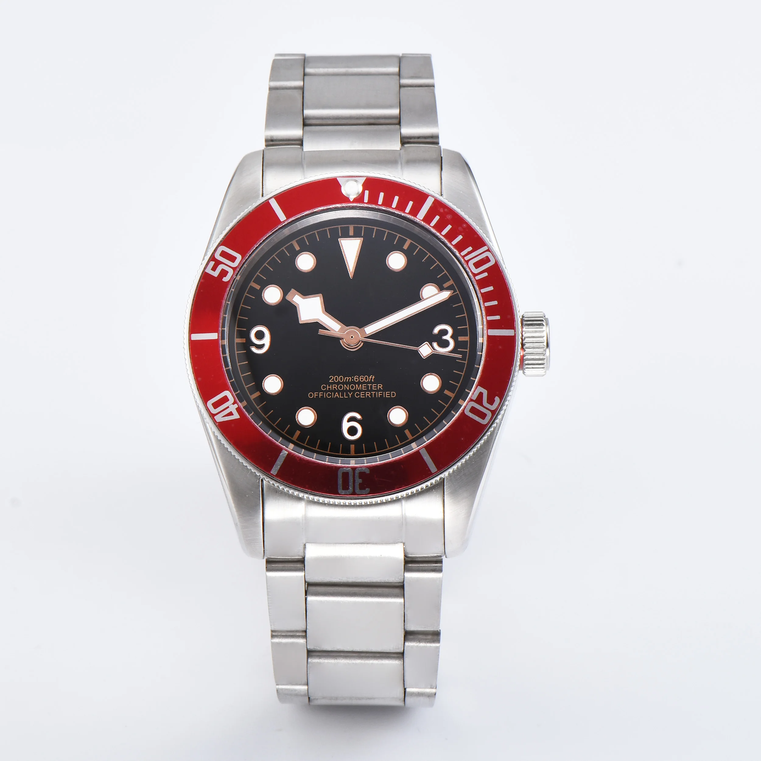 41 мм механические часы Corgeut с красной рамкой, светящиеся сапфировые черные мужские автоматические спортивные часы для плавания, роскошные Брендовые мужские наручные часы - Цвет: Brown
