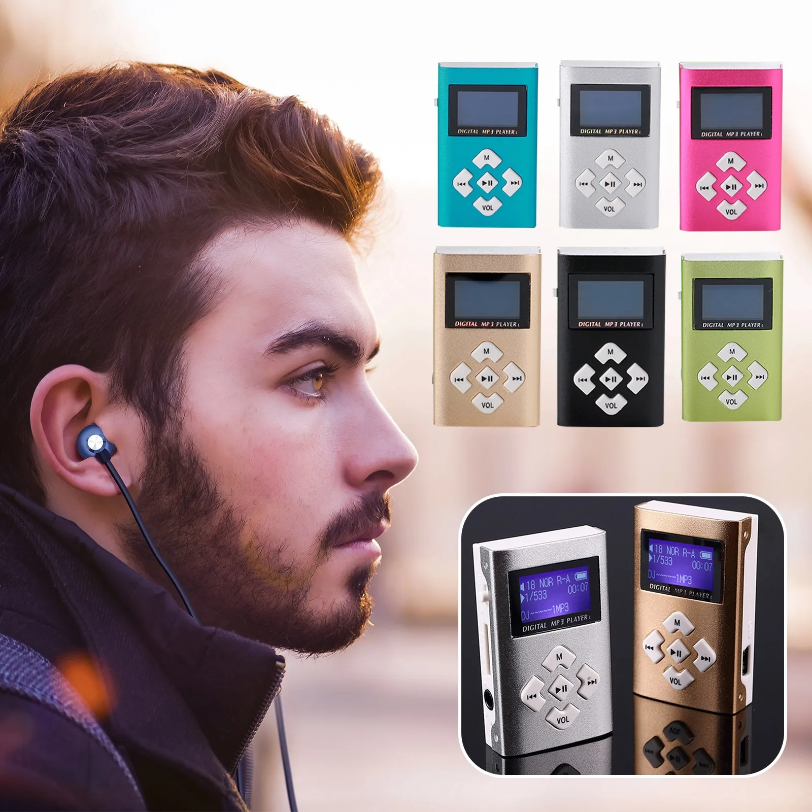 Portable Mp3 Music Player Retro Digital 1.2 Inch Monochrome Screen Mini Mp3 Players Supports Tf Card Sport Walkman For Child