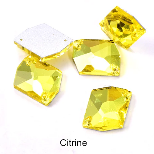 Citrine 5 размеров космические Формы разноцветные стеклянные пришивные стразы с плоской задней частью прозрачные AB пришивные стразы с 2 отверстиями для одежды B0681 - Цвет: Citrine