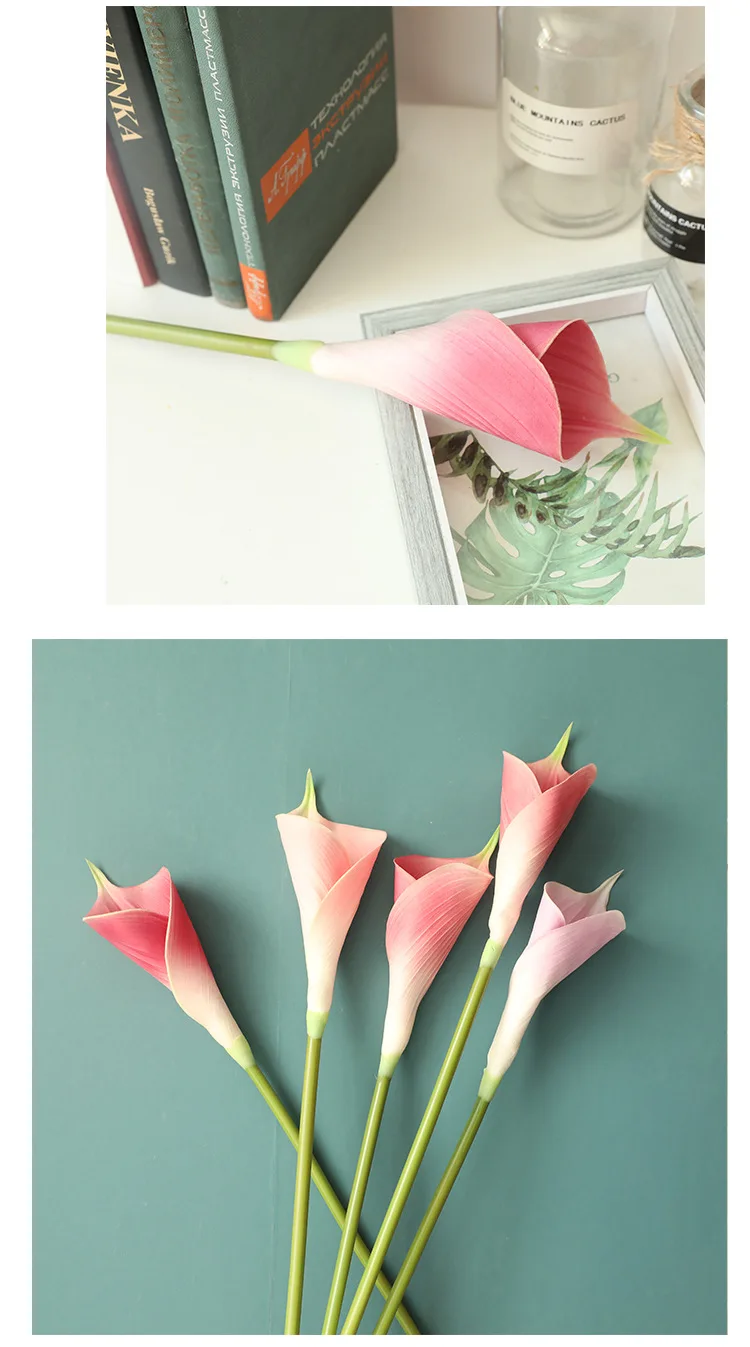 JAROWN PU 인공 꽃 칼라 릴리 무리 가짜 꽃 웨딩 부케 DIY 테이블 홈 웨딩 장식 녹색 식물 Tuin Decoratie (26)