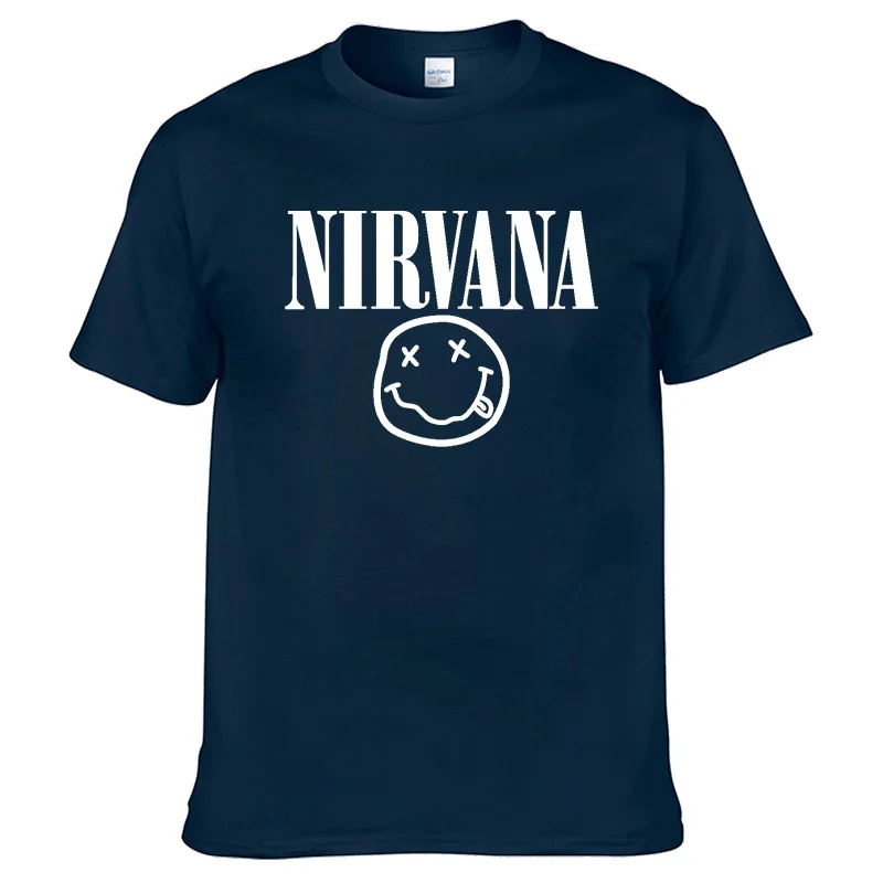 

Nirvana Hip Hop Men's T-Shirt Summer Rock Band Harajuku Printed T-Shirt 100% Cotton Comfortable Street Clothing Loose O-Neck Top