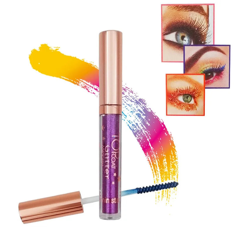 Colorful Mascara Diamond Gold Blue Hair Dye Waterproof Long Lasting Shimmer Glitter 4D Silk Fiber Eyelash #289149 |