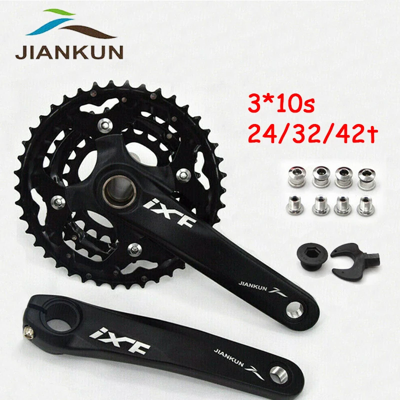 JIANKUN 170 мм коленчатый набор 104BCD MTB цепное кольцо 24t/32t/42t 64BCD цепи велосипеда тройной