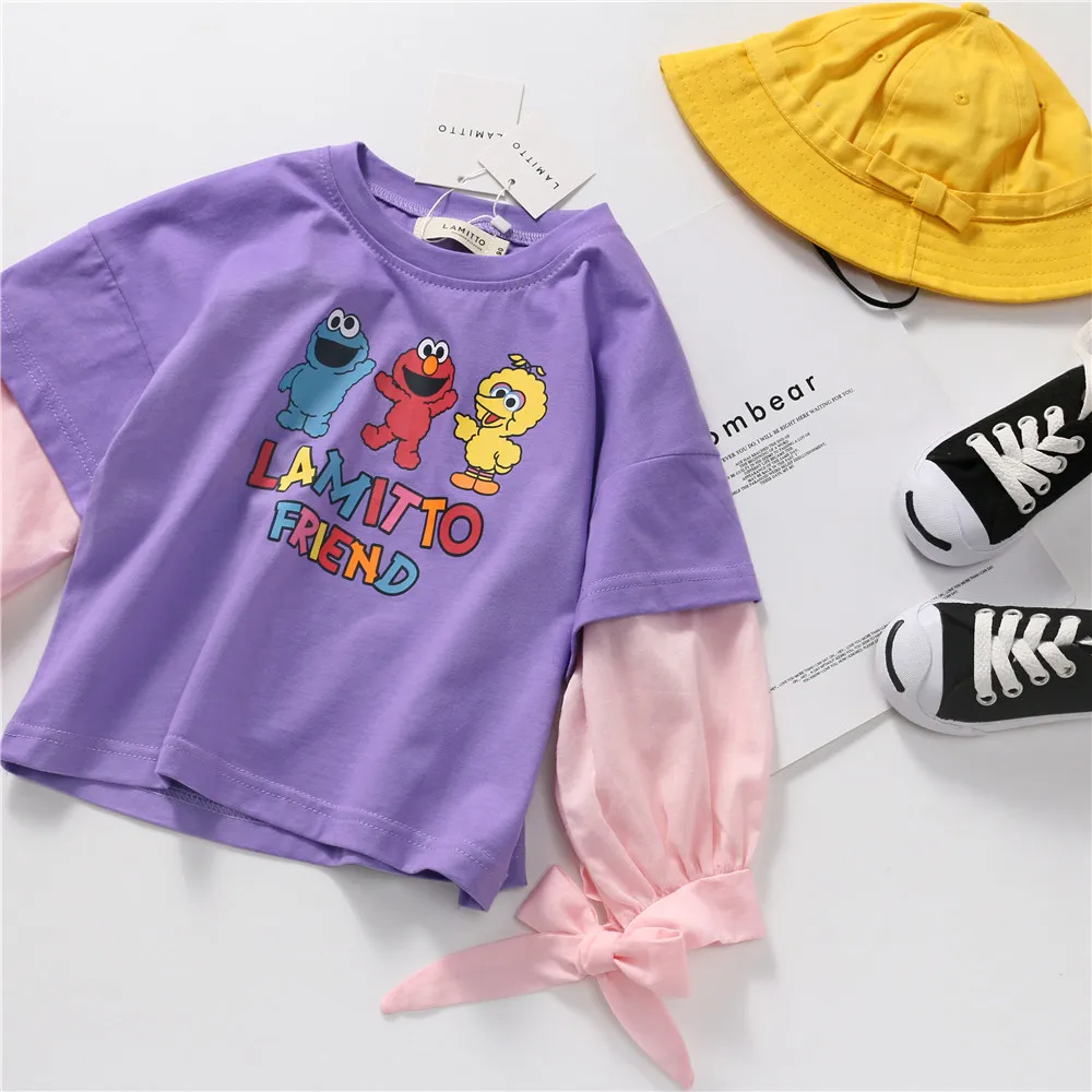 Tonytaobaby/Новая Осенняя детская одежда для маленьких девочек; футболка с длинными рукавами и рисунком для девочек