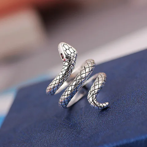 2020 New Hip Hop Punk Silver Colour Wave Bend  Snake Metal Vintage Finger Ring for Cool Women Girls Jewelry Gifts