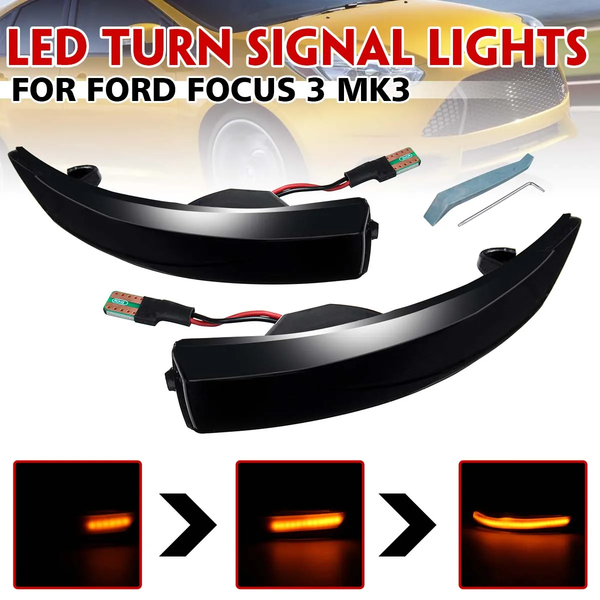 2 шт. светодиодный Динамический указатель поворота светодиодный боковое зеркало последовательный индикатор мигалка для Ford Focus 3 MK3 3,5 MK3.5 2011