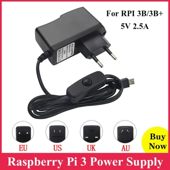 

5V 2.5A Raspberry Pi 3 Power Supply EU US UK AU Power Adapter Charger with ON/OFF Switch Button for Raspberry Pi 3 Model B+ Plus