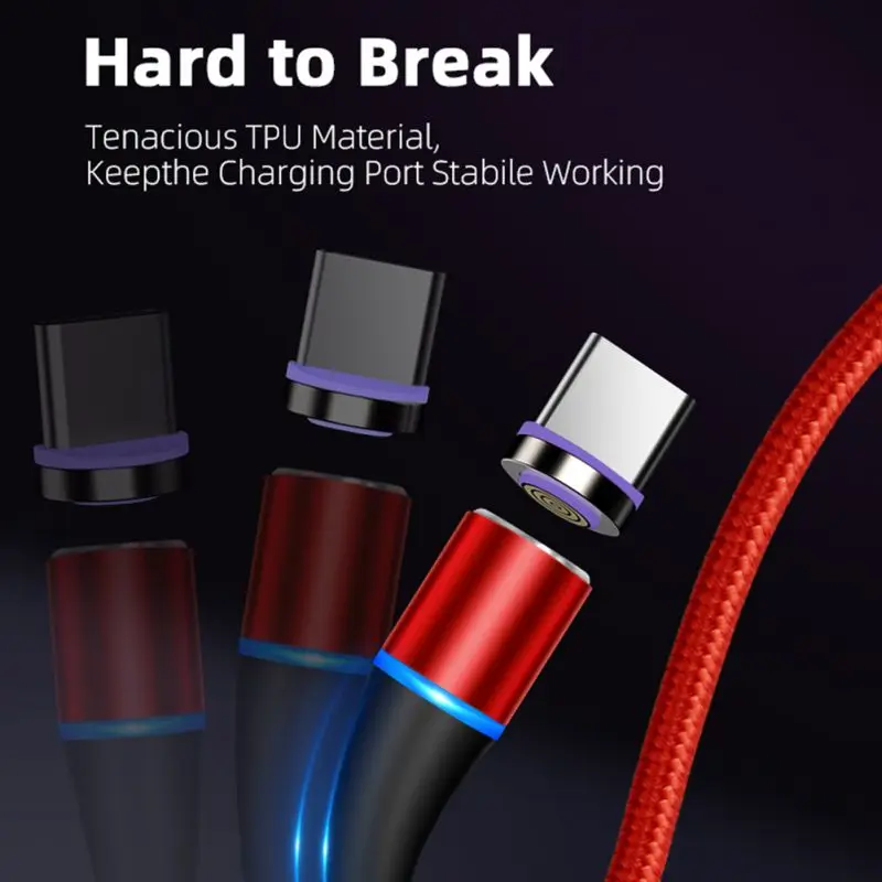 5A Магнитный USB C кабель круглый разъем вращающийся на 360 градусов светодиодный шнур для зарядки с магнитным разъемом