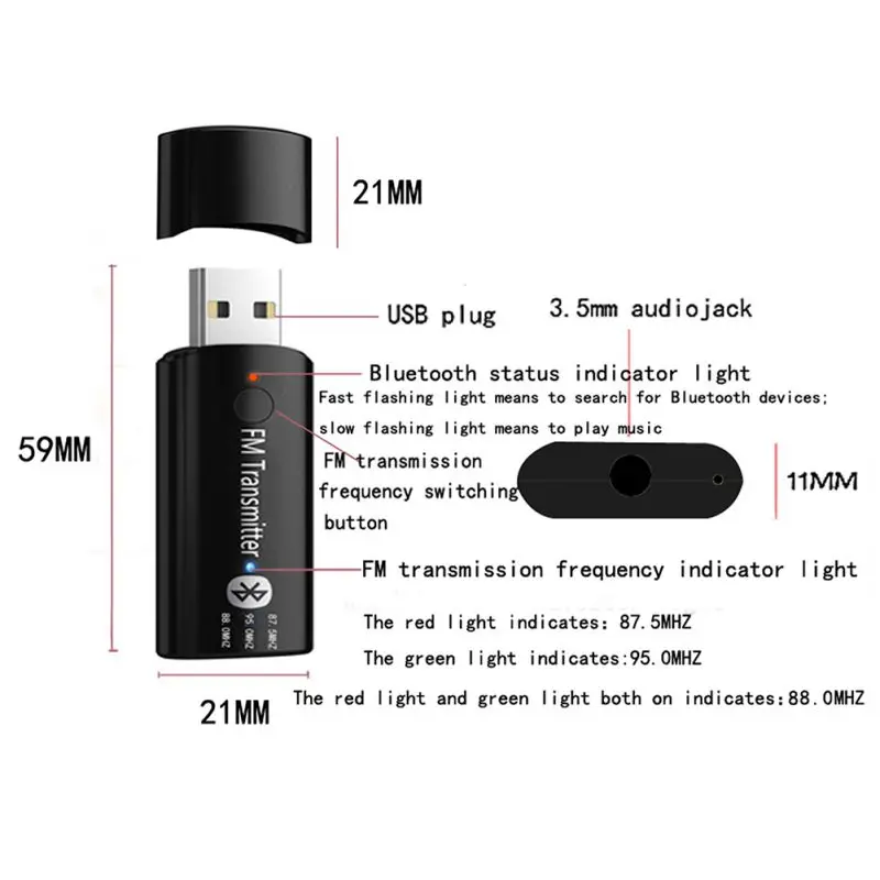 Автомобильный Bluetooth fm-передатчик стерео Hands Free мини USB Bluetooth приемник fm-модулятор Встроенный микрофон беспроводной передатчик