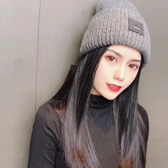 AC Studios Smiling face Beanie Skull Caps knitted Cashmere Eye Warm Couple Lovers Acne Hats Tide Street Hip-hop Wool Cap Adult