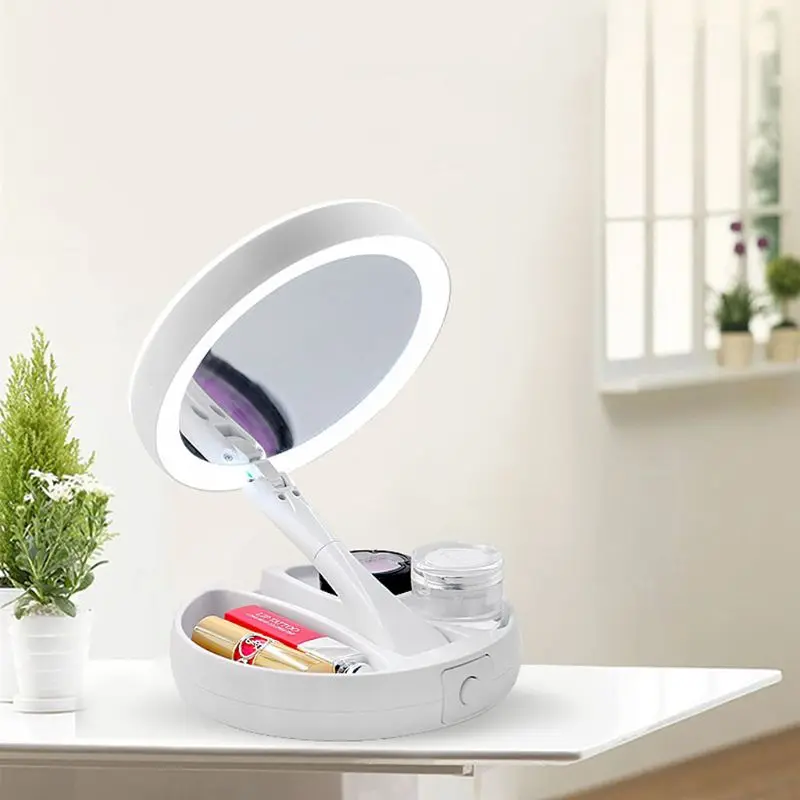 

Double-sided Desktop LED Makeup Mirror with Light Portable Folding Mirrors R3MF