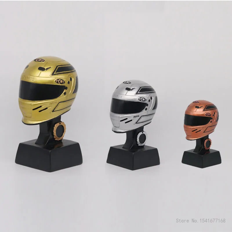 Resin Sports Series Golden Racing Helmet, Creative Crafts, Creative Balance Car Kart, Universal Trophy