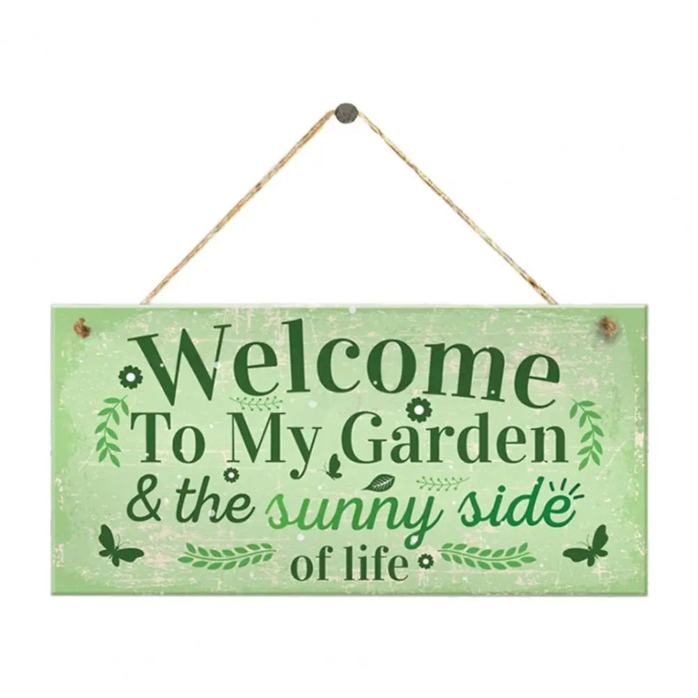 Garden Wooden Sign Decorative Letter Printed Wood Welcome To My Garden Sign Plaques Hanging Pendant Door Decor 1 Set Yard Sign