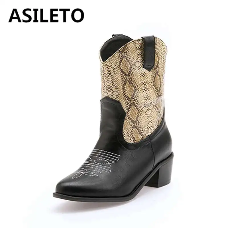 round toe snakeskin boots
