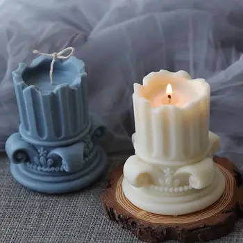

Roman Column Candle Mold Vintage Style Construction Shape Decorative Candle Silicone Molds Handmade Creative Wax Mold