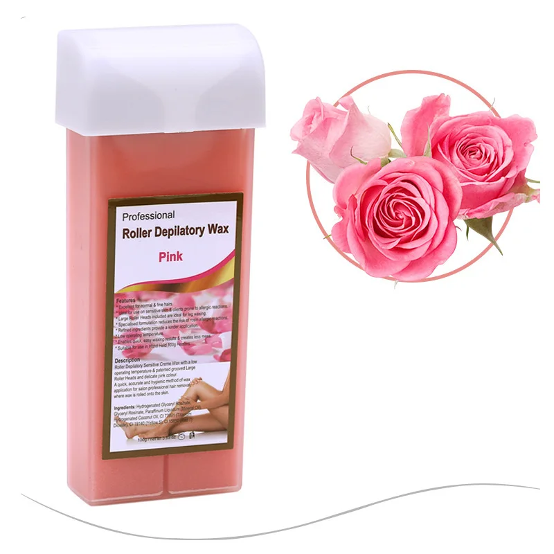 Rose 100 г, лаванда, Прямая поставка, 1 бутылка, для удаления волос, для депиляции, воск, роликовый картридж для удаления волос, нагреватель воска, эпилятор - Цвет: Rose