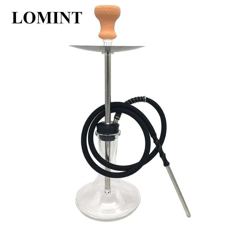LOMINT 60cm Stainless Steel Hookah Set Aluminum Shisha Chicha Glass Base Include Narguile Nargile All Accessories Black LM821
