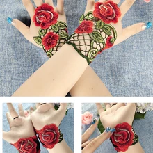 Новые модные женские короткие перчатки без пальцев с цветочным принтом