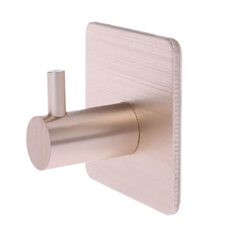 Самоклеящаяся домашняя кухонная настенная дверная вешалка для ключей, вешалка для кухонных полотенец из алюминия - Цвет: Золотой