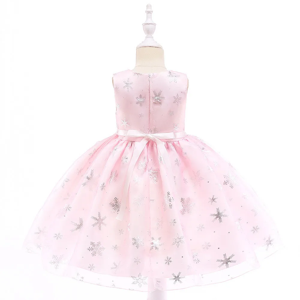 Платье для девочек; платье принцессы со снежинками для маленьких девочек; Рождественская одежда; вечерние платья; детское платье