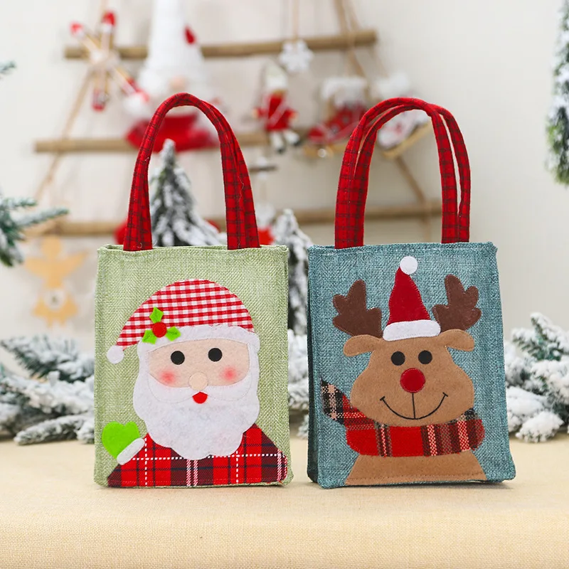 

christmas decorations for home gift bag Santa Claus Non-woven candy packaging fabric gift bag christmas candy bag present 10pcs