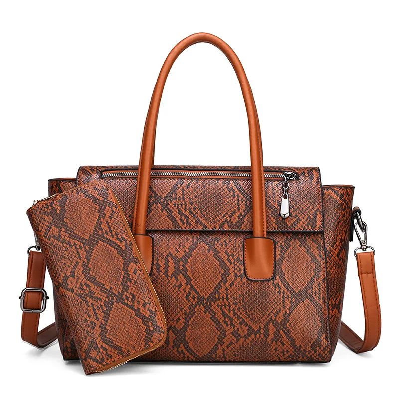 

2019 New Style Europe And America WOMEN'S Fashion Handbag Handbag Large Capacity Snake's Skin Decorative Pattern Hand Large Bag