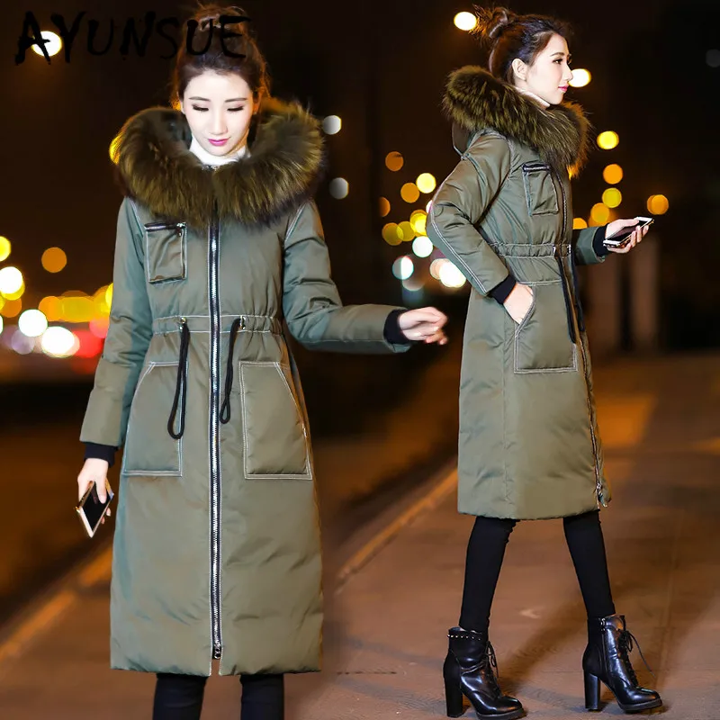 

2020 New Winter Coat Women 90% White Duck Down Jacket Women Down Coat Raccoon Fur Collar Korean Warm Parka Casaco 12457 YY1633