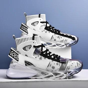 

Fashion Blade Shoes Men High Top Comfortable TPU Sneakers Men Causal Shoes Popcorn Bottom Light Walking Footwear Zapatos Hombre