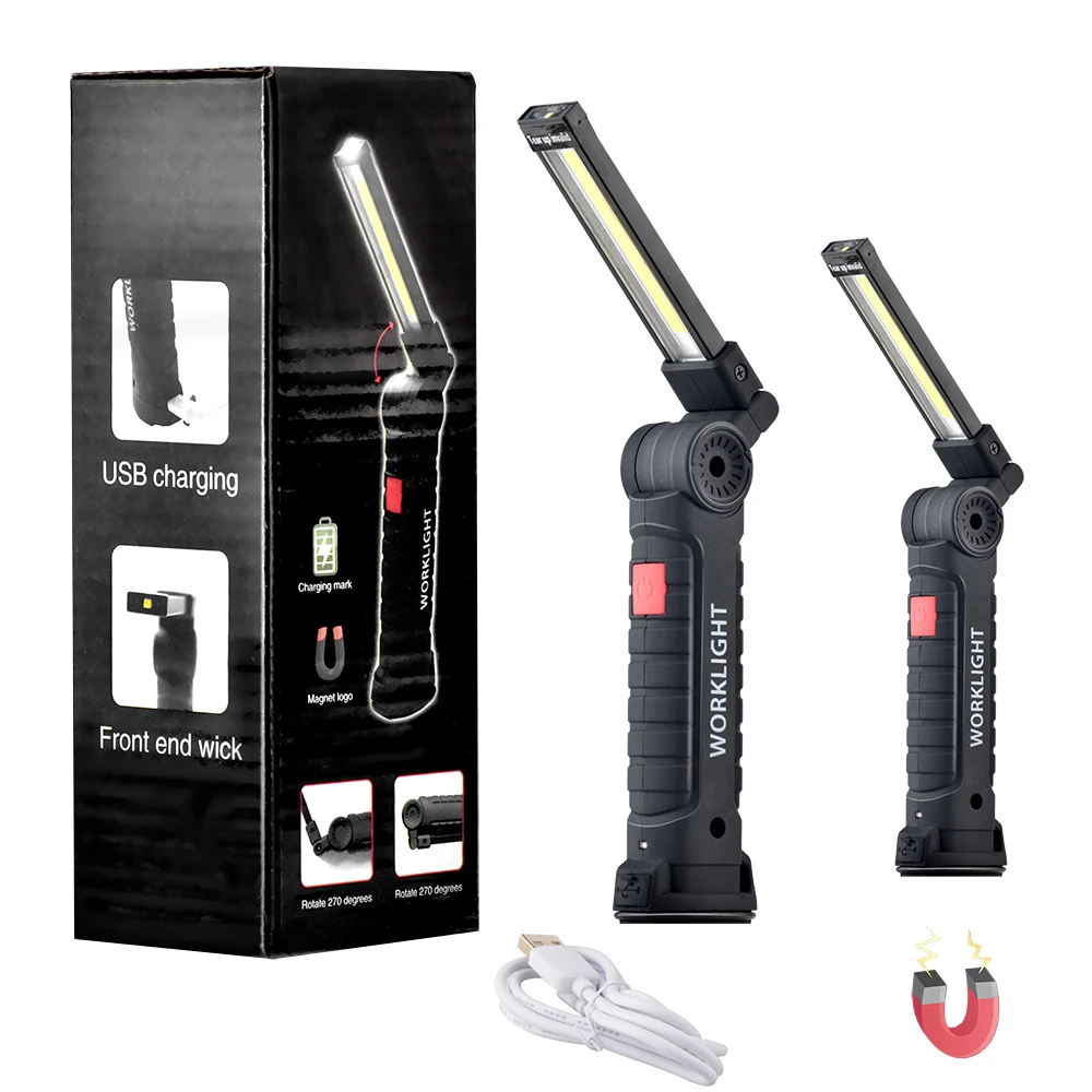 

Handheld LED Work Light 5W 3W COB LED Portable Spotlight Lamp With Magnetic 5 Modes Rechargeable Folding Emergency Lights