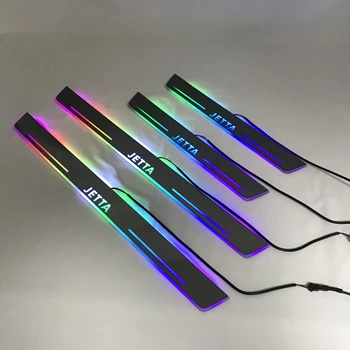 

Acrylic door sill plate strip with led decorative welcome light moving door scuff for Volkswagen Jetta bora