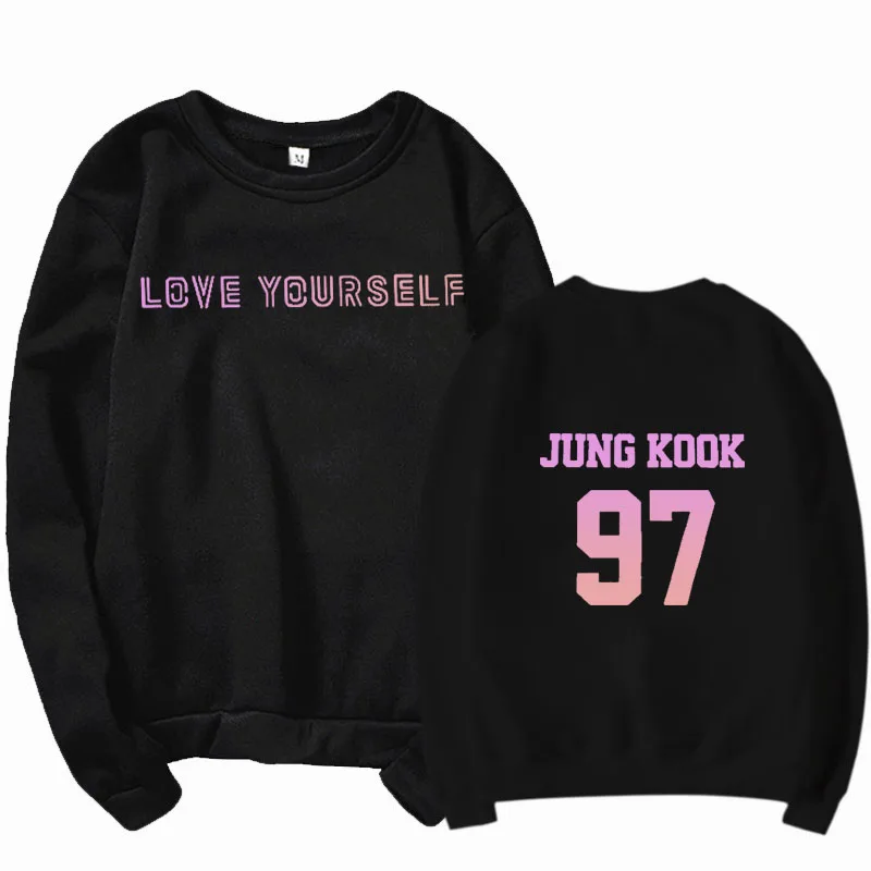Jung Kook 97 suga унисекс k-поп свитшоты корейский монолитный хлопок толстовка одежда любовь себя bangtan мальчики Толстовка